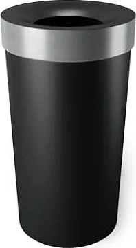 Umbra Vento Kitchen Trash Can, Open Top Bin, 16.5 Gallon, Black/Nickel | Brushed metal accents, bag concealing design, easy wipe clean, fits home and office, durable plastic