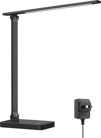 Lepro LED Desk Lamp, Eye-Caring Desk Light, Home Office Desktop Lamp, 750lm | 9W, 5 Color Modes with 5 Brightness Table Lamp, Touch Control Office Lamp for Reading, Working, Adapter Included, Black