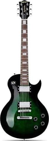 Leo Jaymz SC Series Electric Guitar – Mahogany Body, Laurel Fingerboard, Dual Humbuckers, Tune-O-Matic Bridge, C Neck, 18:1 Tuners (Black Green)