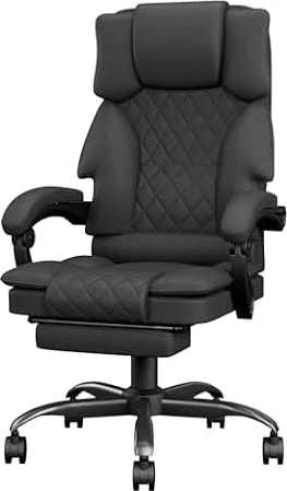 Submi Office Chair, Ergonomic Office Chair with Footrest ＆ Wide Seat, Fabric Big and Tall Computer Chair for Adults, Heavy Duty Executive Recliner, Adjustable Height Desk Chair, 350LBS, Deep Grey
