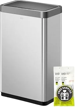 EKO Mirage X 80 Liter / 21.1 Gallons Motion Sensor Trash Can or Recycling Bin, Automatic Large Kitchen Trash Can Touchless, Stainless Steel