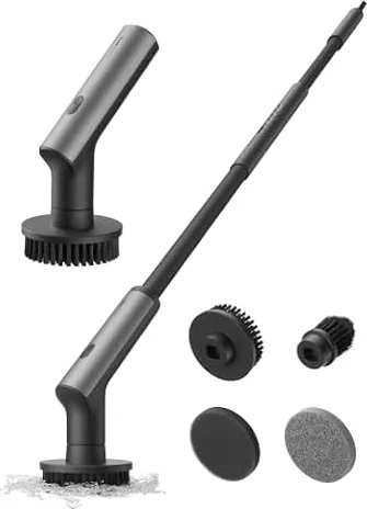 HOTO Swift™ Easycare Cordless Electric Spin Scrubber, for Bathroom, Kitchen | Extendable Handle, IPX7 Waterproof, with 4 Brush Heads, Shower Scrubber