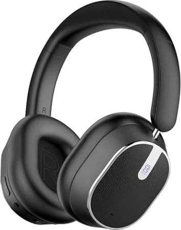 Active Noise Cancelling Bluetooth Headphones, Over Ear Wireless Headphones | Bluetooth 6.0 Over Ear with120H Playtime, Hi-Res Audio, Deep Bass, Memory Foam Ear Cups for Home Office Travel Black
