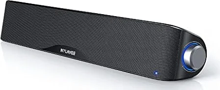 Nylavee Computer Speakers, Hi-Fi Sound Quality PC Speakers for Desktop | Bluetooth 5.0 and 3.5mm Aux-in Computer SoundBar, USB Powered Desktop Speaker for PC, Laptop, Tablet, Gaming Speaker