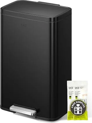 EKO Madison Matte Black 50 Liter/13.2 Gallon Step Trash Can with Inner Liner - Fingerprint Resistant Finish