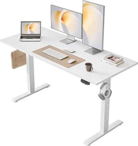 Agilestic 48*24 Inch Height Adjustable Electric Standing Desk, Super White | Sit Stand Up Computer Desk, Memory Presets, Stable Steel Frame,176 lbs, Easy Assembly, Splice Board, Home Office, Studying