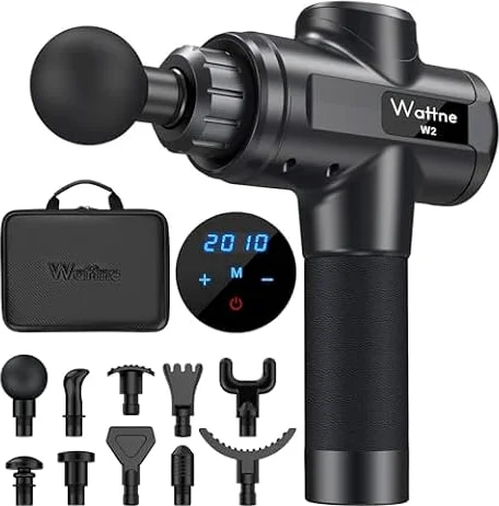 Muscle Massage Gun, Deep Tissue Percussion Massager for Body Relaxation | Portable Handheld Sport Massagers with Case, Quiet & Powerful Brushless Motor, 20 Speed Level, Gifts for Men Women, W2(Black)
