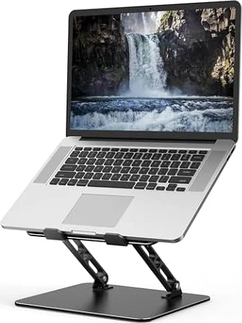 Gogoonike Adjustable Laptop Stand for Desk, Metal Foldable Laptop Riser | Portable Laptop Holder, Ventilated Cooling Computer Notebook Stand Compatible with 10-15.6” Laptops, Tablets