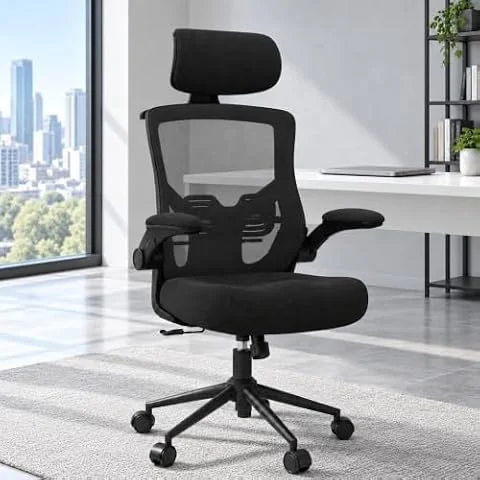 Ergonomic Office Chair for Long Hours, Adjustable Lumbar, Molded Foam Seat | Designed for Back Comfort, Adjustable Headrest, 350 lb Capacity, Coat Hanger, BIFMA-Tested, 90-Day Returns, 24/7 Support