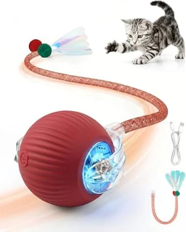 Interactive Cat Toys for Indoor Cats, Automatic Smart Rolling Cat Ball Toy | 3 Play Modes, Moving Cat Toy for Bored Kittens and Adult Cats, Type C Rechargeable