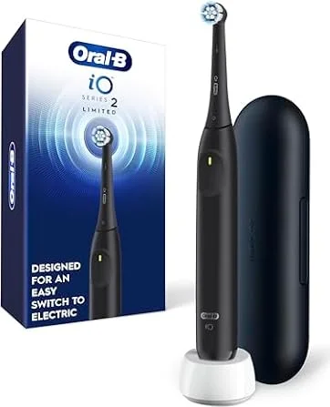 Oral-B iO2 Electric Toothbrush, for an Easy Switch to Electric, Night Black, Rechargeable Electric Toothbrushes, iO Series 2 Limited with 1 Power Toothbrush, 1 Brush Head, and 1 Travel Case