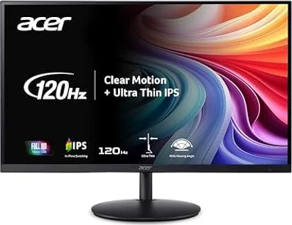 Acer SH242Y G0bih 23.8" IPS Full HD (1920 x 1080) Ultra-Thin Gaming Office Monitor | Adaptive-Sync Support (FreeSync Compatible) | Up to 120Hz Refresh | 1ms (VRB) | Adjustable Stand | HDMI & VGA Ports