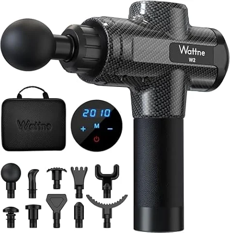 Muscle Massage Gun, Deep Tissue Percussion Massager for Body Relaxation | Portable Handheld Sport Massagers with Case, Quiet & Powerful Brushless Motor, 20 Speed Level, Gifts for Men Women,W2(Carbon)