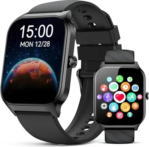 Smart Watch for Women Men - Answer/Make Call, Fitness Step Counter Smartwatch for Android iPhone Compatible, 110+ Sports Modes (Modern, Midnight Black, 1.83)