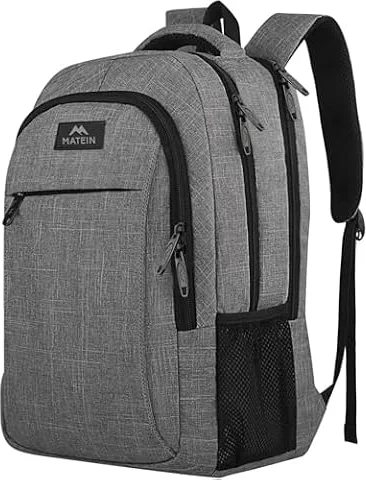 MATEIN Travel Laptop Backpack, Business Anti Theft Slim Sturdy Backpack | Anti Theft School bag, Water Resistant College Computer Bag Gift for Men & Women Fits 15.6 Inch Notebook, Grey