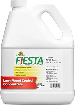 Fiesta Broadleaf Weed Killer for Lawns, Controls Dandelion, White Clover, & More & See Result within Hours. People & Pets Can Enter Treated Area when Spray Dries, Made with Iron, Rainfast in 3 Hours.