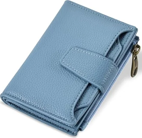 Airkit Small Wallet Women RFID Blocking Vegan Leather Bifold Compact Card Holder Wallet for Women with Zipper Coin Pocket 4 ID Window