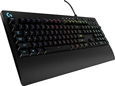 Logitech G213 Prodigy Wired RGB Gaming Keyboard - Black | Mech-Dome Keys, Palm Rest, Adjustable Feet, Media Controls, LIGHTSYNC RGB, USB, Compatible with Windows