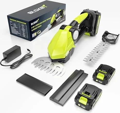 20V 2in1 Hedge Trimmer Cordless with 2 Batteries, 1.1kg Lightweight | 8.67" Hedge Blade & 5.12" Grass Trimmer, 22000RPM Max Power, 2-in-1 Hedge & Grass Trimmer for Garden,Yard, Lawn Care