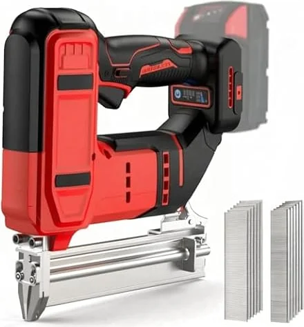 2-in-1 Cordless Brad Nailer Stapler Compatible with Milwaukee 18V Battery | (No Battery), Electric 18GA Nail Gun, Staple Gun Battery Powered, with 1200 Nails/ Staples for Woodworking, Upholstery, DIY