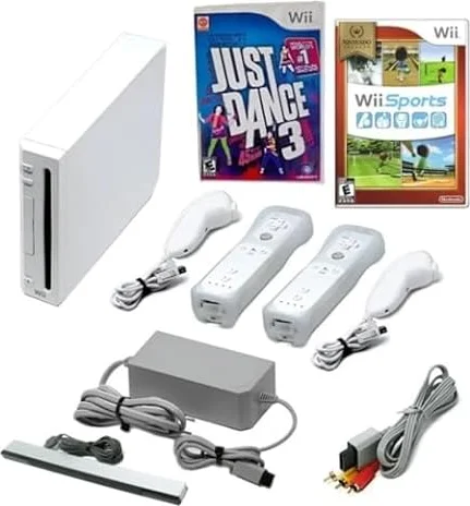 Nintendo Wii Console Bundle with Just Dance 3, Wii Sports & 2 Controllers