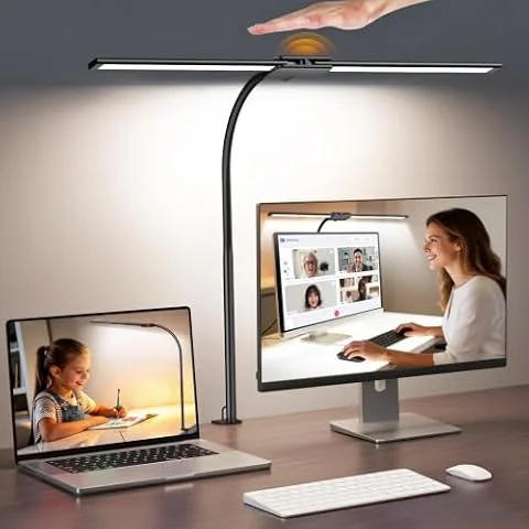 Syrinx 18W LED Desk Lamp with Clamp, 2000LM Architect Lamp for Home Office | Gesture & Wired Control, Eye-Caring Lighting, Adjustable Gooseneck, Memory & Timer, 50 Modes for Computer & Read, Craft
