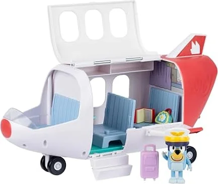 Bluey Adventure Plane, Features a Pilot Figure, Opening Roof, Fold Down Stairs and Wings and Seating for the Family, Includes 5 Accessories, Luggage Storage and Sticker Sheet