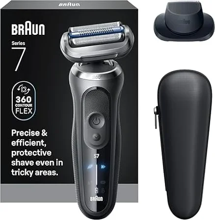 Braun Electric Shavers for Men, Series 7, Waterproof, Foil Shaver, Beard Trimmer, Wet & Dry, Precision Trimmer, 7120cc, Space Grey