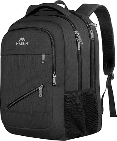 MATEIN Large Work Laptop Backpack, College School Computer bag 17 Inch | TSA Laptop Compartment, Water Resistant Business Travel Backpack, Anti Theft Pocket, Graduation Gifts for Men Women, Black