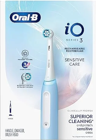 Oral-B iO Series 3 Electric Toothbrush with (1) Brush Head, Rechargeable, Icy Blue