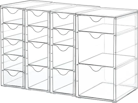 Vtopmart Storage Organizer with 16 Drawers,Acrylic Clea