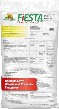 Neudorff Fiesta Granule Selective Weed Killer 6KG | Kills Dandelion, White Clover, Canada Thistle & More, Crabgrass Control, Made With Iron, No Unpleasant Odor