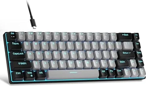 MageGee Portable 60% Mechanical Gaming Keyboard, MK-Box LED Backlit Compact 68 Keys Mini Wired Office Keyboard with Blue Switch for Windows Laptop PC Mac Black/Grey