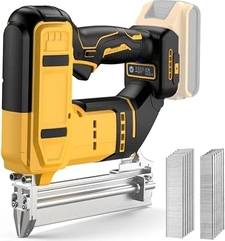 2-in-1 Cordless Brad Nailer Stapler Compatible with Dewalt 20V Max Battery | (No Battery), Electric 18GA Nail Gun, Staple Gun Battery Powered, with 1200 Nails/ Staples for Woodworking, Upholstery, DIY
