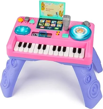 Baby DJ Table for Toddlers 1-3 with Music & Light, Musical Baby Piano Toys 6 9 12 18 Months Toddler Music Instruments Learning Toys for 1 Year Old Girl Birthday Gifts Age 0-2