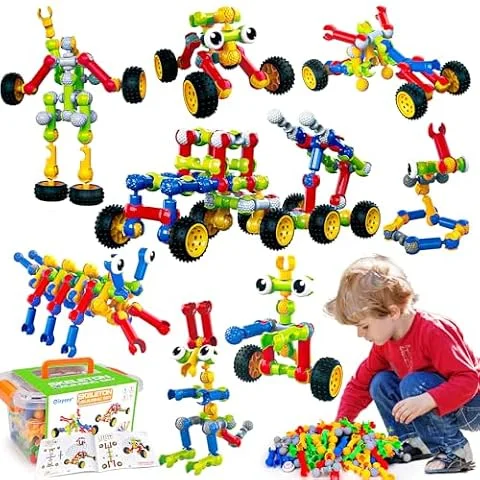 Kids STEM Building Toys for 3 4 5 6 7 8+ Year Old Boy Girl Birthday Gift, 186 Pcs Preschool Classroom Learning Activities Fine Motor Skills Building Blocks Ages 4-8 6-8 8-12 Engineering Creative Game