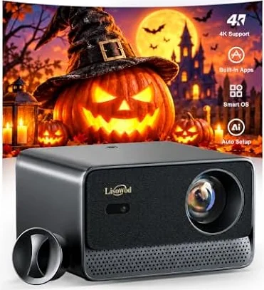 Outdoor Projector 4K Supported, Smart Movie Projector Built-in Apps