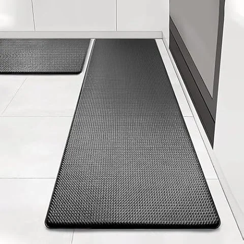 Artnice Kitchen Mats for Floor 2PCS, Cushioned Anti Fatigue Mat, Waterproof Memory Foam Kitchen Runner Rug, Non Slip Comfort Standing Mats for Desk, Home, Laundry, 17.3"×30"+17.3"×47.2", Black