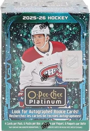 2025/26 Upper Deck O-Pee-Chee Platinum Hockey Blaster Box 6 Packs Per Box, 4 Cards Per Pack