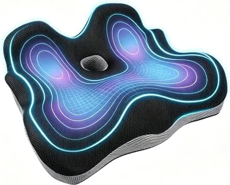 Seat Cushion Extra Large Ergonomic Memory Foam Pad for Office & Chairs | Orthopedic Ergonomic Office Chair Seat Cushion for Sciatica & Back Tailbone Pain Relief, Great Gift for Office Worker & Home