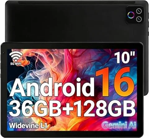 2026 Latest Tablet,10.1" Android 16 Tablet Octa-core 36GB+128GB Dual Camera | 1280x800 IPS HD Touchscreen 6000mAh 36GB(6+30) RAM 128GB ROM Support 1TB Expansion 5MP+8MP cameras