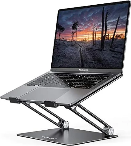 Lamicall Adjustable Laptop Stand for Desk for MacBook Air Pro HP 10-17.3'' | Aluminum Computer Notebook Holder, Portable Laptop Riser, Foldable Ergonomic Office Desk Accessories for Dell XPS Black
