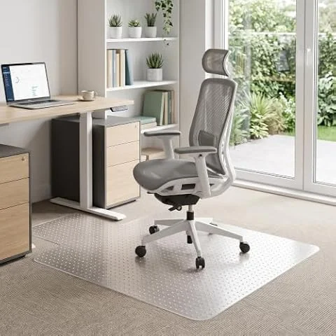YOUKADA Office Chair Mat for Low Pile Carpet, 30"x 48" Heavy Duty Chair Mat | Carpet Protector for Carpeted Floors, Non-Slip Office Chair Mat for Smooth Rolling, Clear Mat for Home Offices & Workspaces
