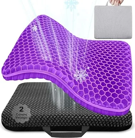 Gel Seat Cushions for Long Sitting, Double Thick Seat Cushion Breathable Honeycomb Design Absorbs Pressure Points, Gel Cushion for Office Chair, Home, Car, Wheelchair