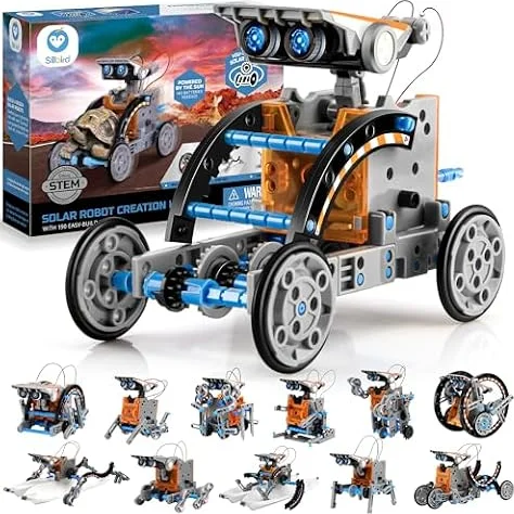 Sillbird 12-in-1 Solar Robot Building Kit STEM Gift for Boys Ages 8-13 | Powered by the Sun, Engineering Skills, DIY Educational Kit, Birthday Presents for Kids, Buildable Learning Set, 190 Pieces