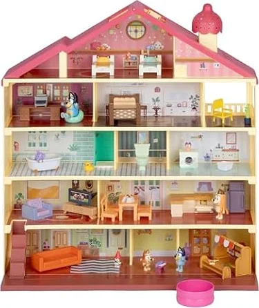 Bluey's Light and Surprise Heeler House, Biggest Ever at 21"/71 cm Tall! 10+ Play Areas, 50+ Sounds, 30+ Play Pieces, Light-Up Chimney, Bluey, Bingo, Chilli & Bandit – Fun Interactive Toy for Kids