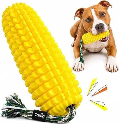 Carllg Dog Chew Toys for Aggressive Chewers, Indestructible Tough Dog Toys | Durable Squeaky Interactive Puppy Teeth Chew Corn Stick Toy for Small Medium Large Breed