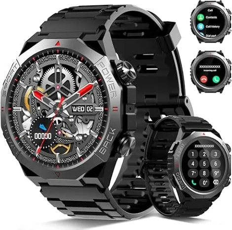 Military Smart Watch for Men 1.39"HD Touchscreen (Answer/Make Calls), Black | 110+ Sport Modes, Fitness Tracker with Sleep Heart Rate Step Monitor, IP68 Waterproof Smartwatch